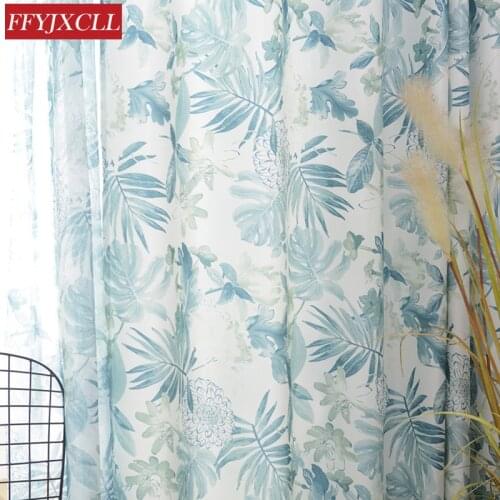 Custom Curtains for Bedroom Living Room Fragmentary Flowers Fresh Plants Nordic Rainforest Style Printed Pastoral Curtains