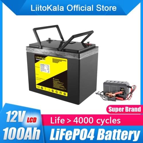 Portable 12V 100AH lifepo4 Battery with 100A BMS 4S 12.8V for 1200W Backup Power Inverter RV Boat MPPT Solar AGV+14.6V10Acharger