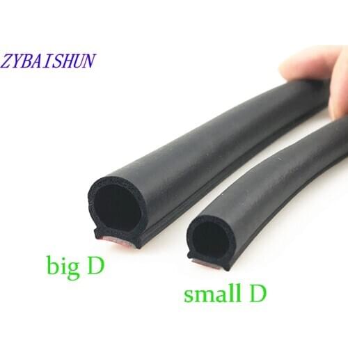 4 meters large D small D style Car Sound Isolation Sealing Rubber Strip, Anti Noise Rubber Adhesive tape Car Door Seal