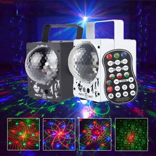 RGB LED Crystal Disco Magic Ball with 60 Patterns RG Laser Projector DJ Party Holiday Bar Christmas Stage Lighting Effect