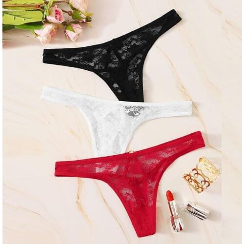 Sexy Panties For Women Lace Flowers Hollow Underwear G-string String Briefs Mujer Lingerie Feminina Sensual Thongs 3 Pcs/Set