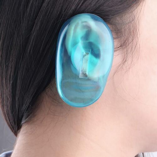 Hot 1 Pair New High Quality Clear Silicone Ear Cover Hair Dye Shield Protect Salon Color Blue New Styling Accessories