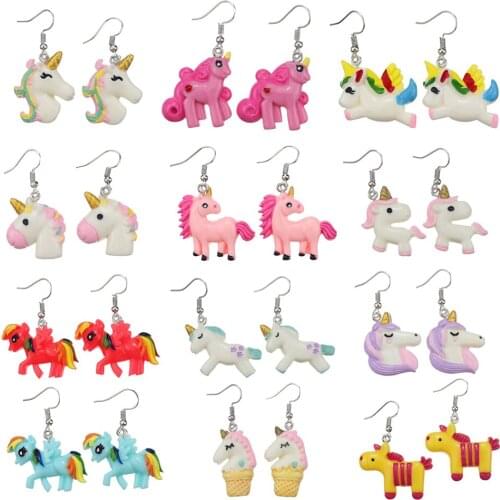 Cute Unicorn Earrings Fashion Jewelry 2021 New Kawaii Egirl Designer Drop Earrings Korean Fashion Wholesale Body Jewelry Gift