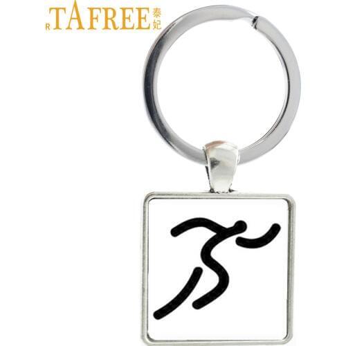 TAFREE 2017 popular sports Athletics track and field keychain vintage simple design sporty style square keyrings jewelry NW185
