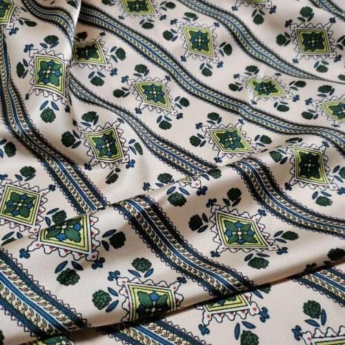 Stripe Ethnic Satin Soft Tilda Ethnic Craft Fabric Silky Printed DIY Sewing Ribbon Material