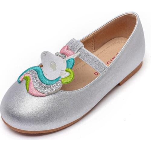 Littl Girls Unicorn Birthday Party Shoes Kids Glitter Leather Flats Dancing Shoes Children Rose Gold Halloween Christmas 2-12Y