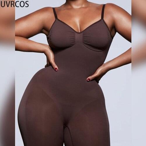 UVRCOS Club Outfits For Women 2021 New Summer Solid Color Rompers Elastic Skinny Bodysuit Camisole Sexy Backless Short Jumpsuit