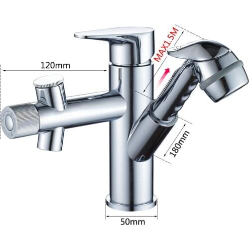 Vidric Vidric Pull-out Sprayer Basin Sink Faucet Chrome Kitchen Faucet With Spray Gargle Washing Hair Spout Mixer Tap Bathroom F
