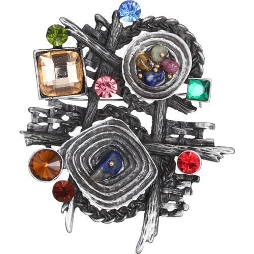 Vintage Original Multicolor Stone Brooches For Men 2019 Large Geometric Matel Brooch Pins Women Bohemia Jewelry Broszka