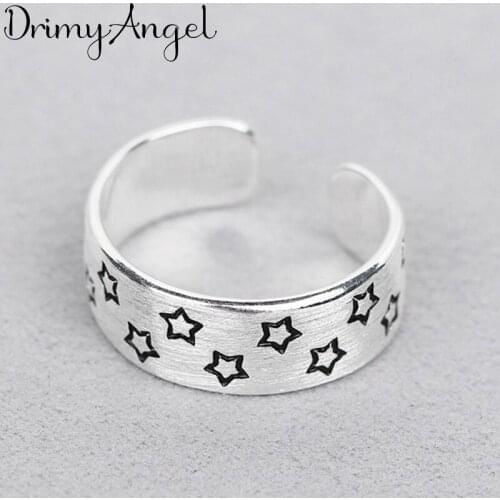 Retro Vintage Silver Color Star Rings For Women Wedding Jewelry Personality Girls Open Antique Finger Rings