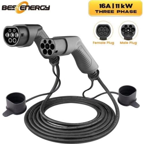 EV Charging Cable 16A 11KW Three Phase Electric Car Charger Station EVSE Type 2 Female to Male Plug, IEC 62196-2 5M For VW ID.3