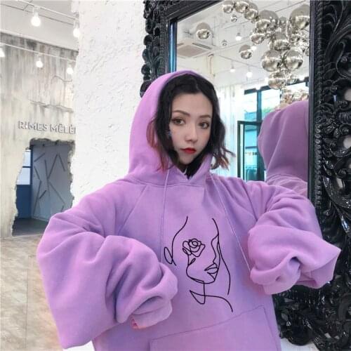 Leisure Oversize Pullovers Korean Hoodies Women Hooded Simple All-match Style Warm Kawaii Womens Loose Streetwear Sweatshirts