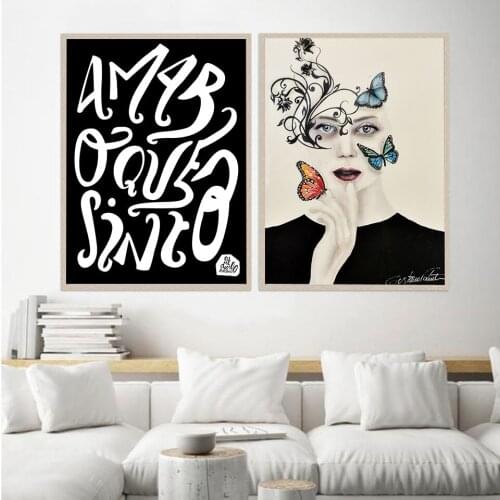 Woman Fashion Poster Abstract Letter Canvas Painting Scandinavian Print Quote Modern Wall Picture For Living Home Room Decor
