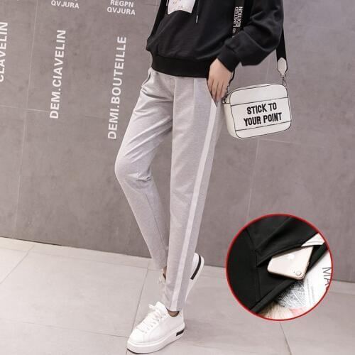 Pregnant womens sports pants autumn new wear 2018 new loose stomach lift casual cotton pants tide mother trousers