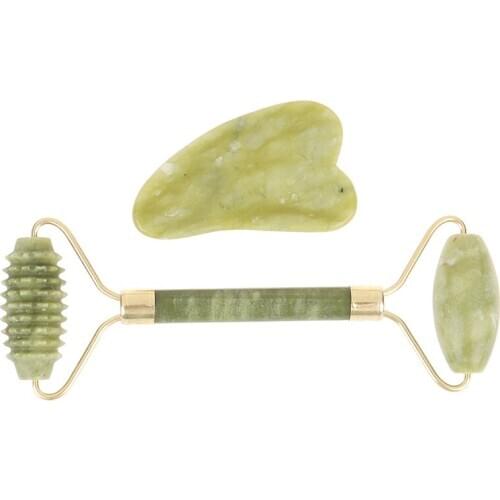 1Pcs/2PCS Natural Jade Guasha Double Head Facial Beauty Massage Tool Face Neck Skin Roller Massager Health Care Tools Hot
