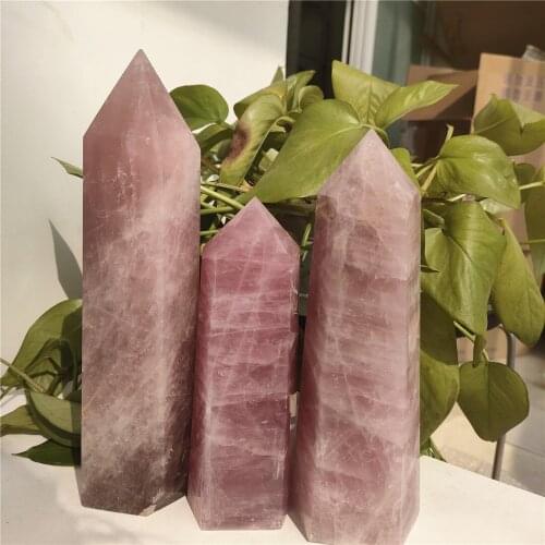 1pcs 300-1500G Top Quality Natural Crystal Healing Stone Rose Quartz Crystal Wand Carving Crystal Obelisk Decor Specimen