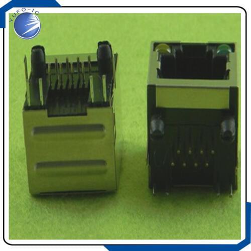 10PCS/Lot RJ45 Shield network socket with lamp socket network port crystal head seat RJ45 RJ45 interface