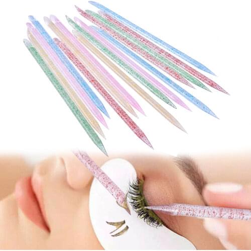 100Pcs/pack Double End Reusable Crystal Eyelash Stick Separate Eyelashes Glue Removing Grafting Lashes Extension Makeup Tool