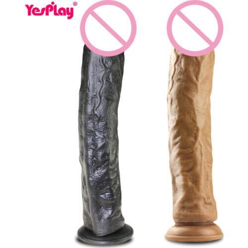11.4" Realistic Penis Super Huge Big Dildo With Suction Cup Female Masturbation Black Flesh Cock Sex Toys for Woman Sex Products