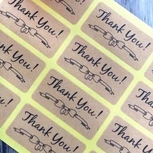 120pcs/lot NEW Students' DIY sticker for handmade products Nice Kraft paper Thank you Bow Adhesive Baking Seal Sticker