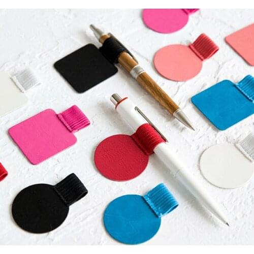 2pcs Self-adhesive Leather Pen Holder Pen Clips For Notebooks Journals For Pen Organizer School Stationery