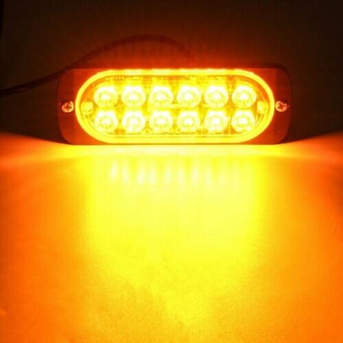 2 * Amber 12 LED 36W Light Bar with Optical Lenses Fast Heat Dissipation Car Truck Hazard Beacon Warning Lamp