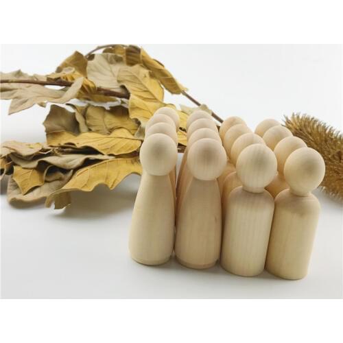 20Pc 65mm(women/men)Home Decor Christmas Large Peg Dolls Unfinished Weddings Ornament Kids Gift Parent-child Interaction Toy Set