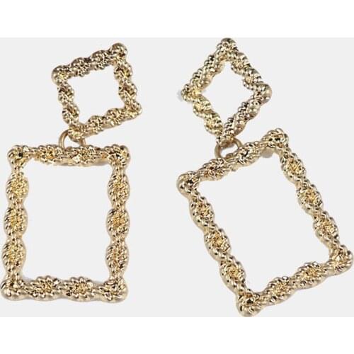 2020 Fashion Geometric Earring For Women Gold Color Meatal Jewelry Exaggeration Punk Big Long Rectangle Statement Earring
