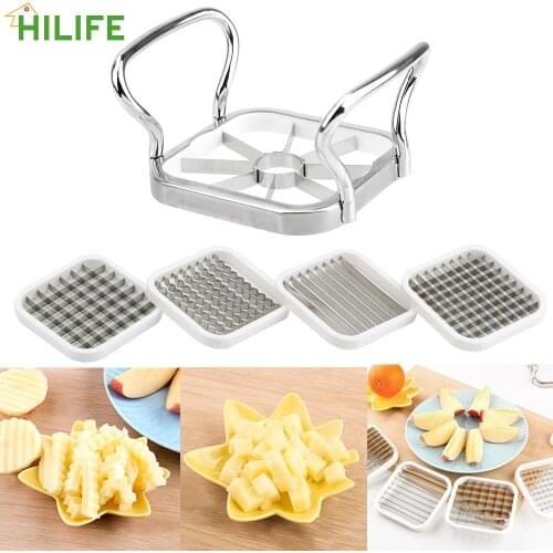 5pcs/set Stainless Steel Vegetable & Fruits Cutter Slicer Multi-Functional Kitchen Utensils Tools for Apple Pear Potato Chips