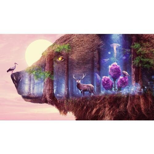 Full Round drill 5D DIY Diamond embroidery Landscape Bear Diamond Painting Cross Stitch Rhinestone Mosaic Handcraft decoration