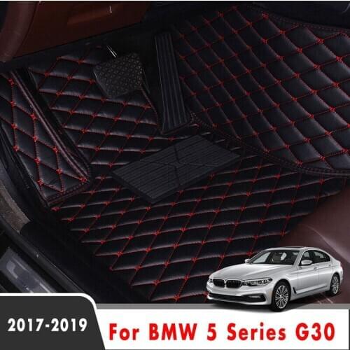 For BMW 5 Series G30 2019 2018 2017 Car Floor Mats Custom Leather Carpets Interior Accessories Styling Covers Waterproof Rugs
