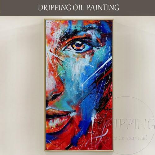 Rich Colors Hand-painted High Quality Abstract Portrait Picture Painting on Canvas Beautiful Wall Art Abstract Face Oil Painting