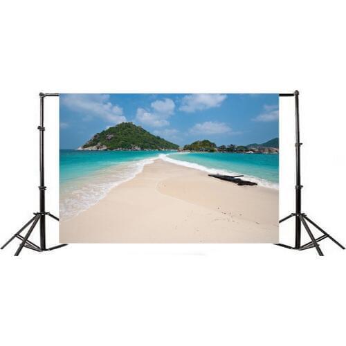 Photography Backdrop Beach Seaside Elegant Mount Waves Blue Sky White Cloud