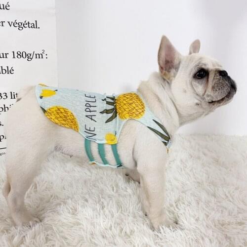 French Bulldog Clothes Cool Vest Summer Thin Puppy Clothes Teddy Pineapple Pullover Breathable Cactus Pattern Dog Clothes
