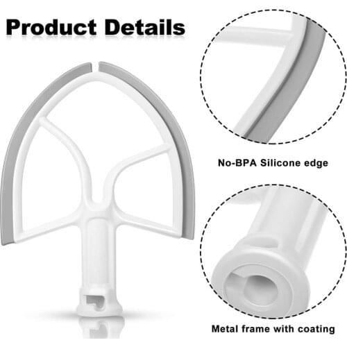 KA-5L 5-Quart Flex Edge Beater for KitchenAid Bowl-lift Stand Mixers, Plastic Flat Beater Paddle with Silicone Edges