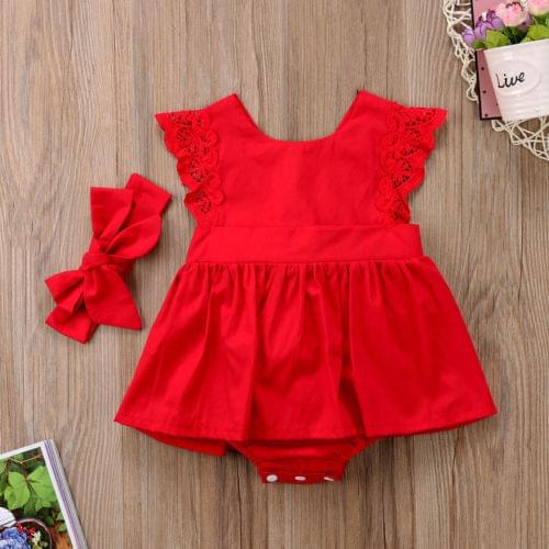 Baby Girls Kids 2Pcs Outfit Set Floral Princess Dress Lace Bodysuits Skirt Headband Babys Summer Sleeveless Baby Clothing Sets