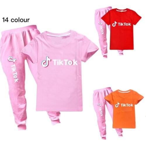 TIK TOK Toddler clothing set kids Summer Baby Clothes Set casual sport outfit child Clothes anime t shirt +Trousers Suit