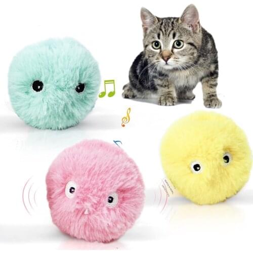 Catnip Cat Ball Interactive Toys Smart Trigger Sound Self Playing Wool Ball Toys Funny Interesting Pet Supplies for Cat Kitten