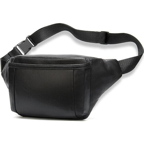 Luufan male fanny pack bag belt men leather belt bag sheep skin phone hip bag mens waist bag for mens travel banana waist pack