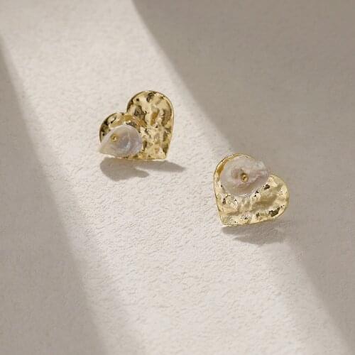 S925 Silver Ear Needle Stud Earrings Minimalist Natural Irregular Shell With ECO Metal14k Gold Jewelry for Women HYACINTH Hot