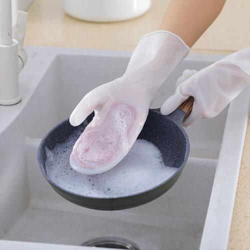 Multifunctional Magic Brush Housework Dish Washing Gloves Plastic Latex Waterproof Kitchen Cleaner Household Washing Gloves
