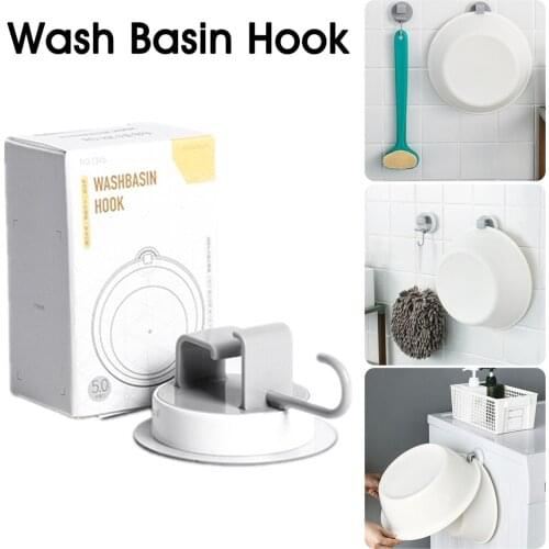 Wall Hook Self-Adhesive Washbasin Holder No Drilling Punch-free Bathroom Storage accessories organizer Wash Basins Rack Hanger