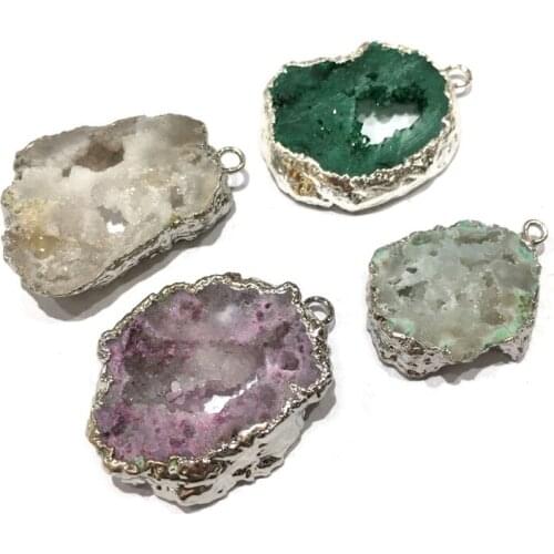 Natural stone crystal pendant irregular shape Exquisite accessories DIY for Necklace or Jewelry Making Size 35x45mm