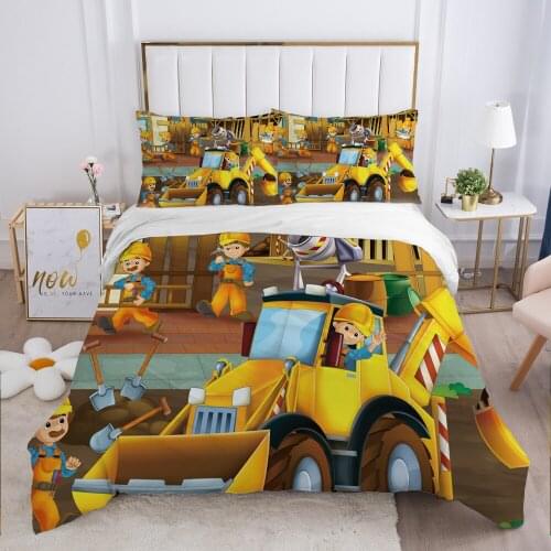 Cartoon Childrens Bedding set for kids baby Duvet cover set pillow case Bed linens Quilt cover 140x200 Bed set Single Car PUSH