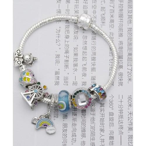 New style DIY Rainbow Glass Pearl Windmill Series Womens Snake Bone Bracelet