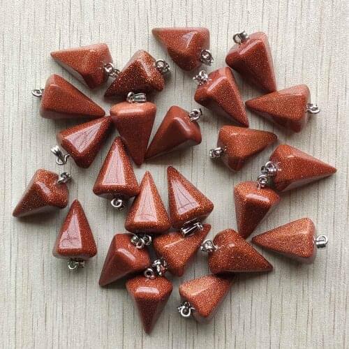 Wholesale 24pcs/lots fashion good quality gold sand stone hexagon pyramis pendant for jewelry making free shipping