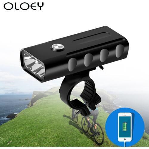 Bike Front Light Bicycle Bright Light USB Charging 5200mAh Flashlight Cycling Waterproof Bike Headlight 3 Modes Bicycle Light