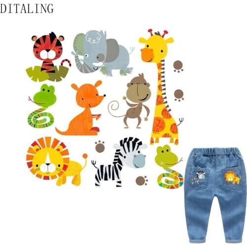 Patch Iron-On Transfer For Children Animal Thermotransfer Vinyl Sticker On Clothes For Kid Giraffe Zebra Patch Non-Toxic Sticker