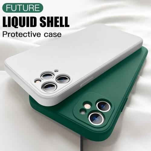 Luxury Original Square Liquid Silicone Soft Phone Case For iPhone 11 12 Pro Max mini 7 8 6 S Plus XR X XS SE Cover Candy Case