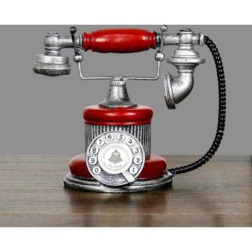 Resin Phone Statues Vintage Old Craft Home Decor Vintage Style Desk Figurines Retro Model Bar Miniatures Decorative Telephone